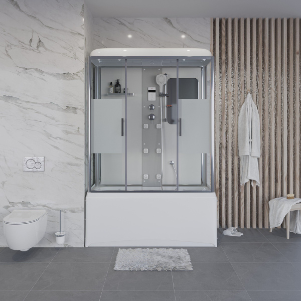 Душевая кабина Niagara Ultra NG-3170-01 170х75х220, высокий поддон 56 см, стекло прозрачное с матовой полосой