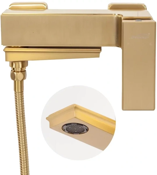 Смеситель для ванны с ручным душем Hansberge H4070 Золото матовый
