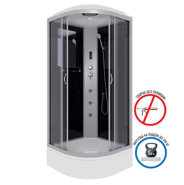 Душевая кабина Niagara Classic NG-3501-14F 90х90х215, средний поддон 26 см, гидромассаж, стекло тонированное