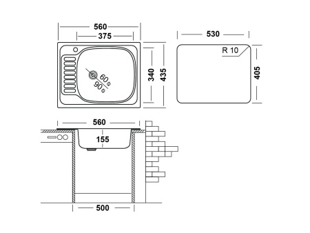 Кухонная мойка UKINOX Классика CLM560.435 ---5K 2L, 43,5*56