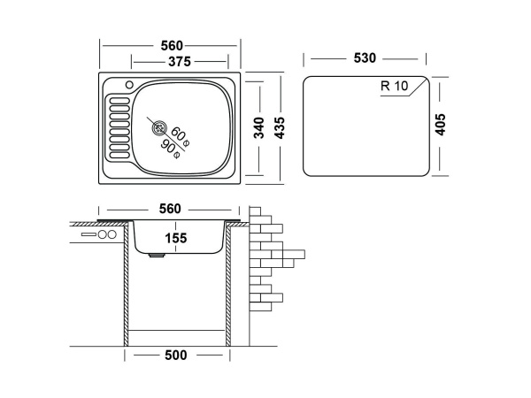 Кухонная мойка UKINOX Классика CLM560.435 ---5K 2L, 43,5*56