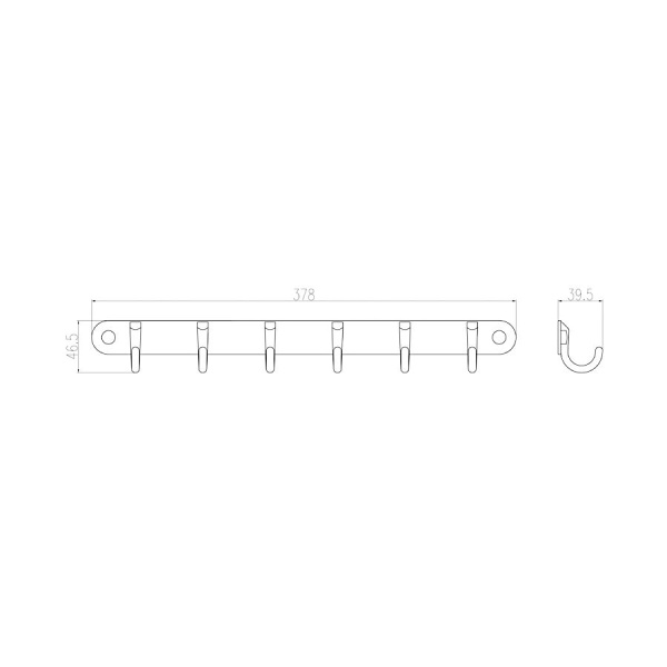 Вешалка с 6 крючками для ванной WONZON & WOGHAND, Хром (WW-9384-6)