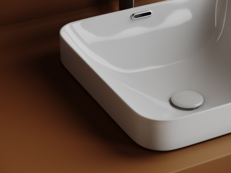 Раковина встраиваемая сверху Ceramicanova Элемент (Element) с отверстием слива - перелива квадратной формы 438x438x172 мм цвет белый арт. CN6077