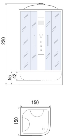 Душевая кабина River TEMZA 155/155/55 МТ, 150x150x220