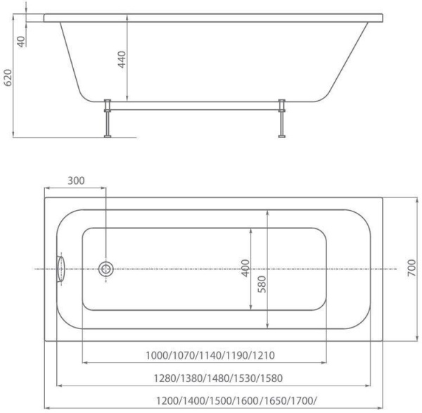 Акриловая ванна Aquatek Мия 140x70 MIY140-0000001