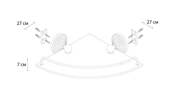 Полка стеклянная угловая Fixsen Retro FX-83803A