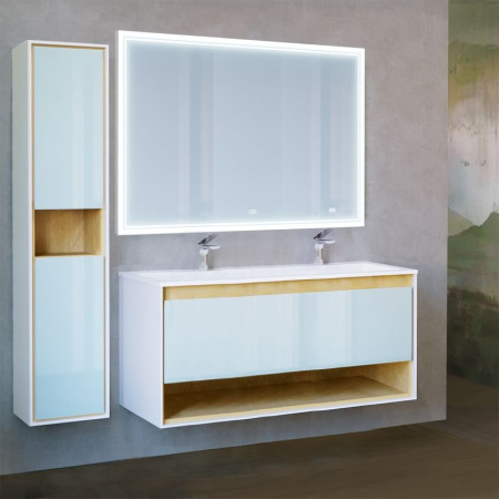 Тумба под раковину Jorno Glass 120 Gla.01.122/P/W белый глянец