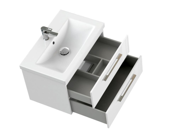 Тумба с умывальником подвесная Cersanit LARA 70 с COMO 70 белый, 64135 + S-UM-COM70/1-w