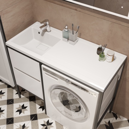 Раковина STWORKI Флом SFnS1100L на стиральную машину, с кронштейном