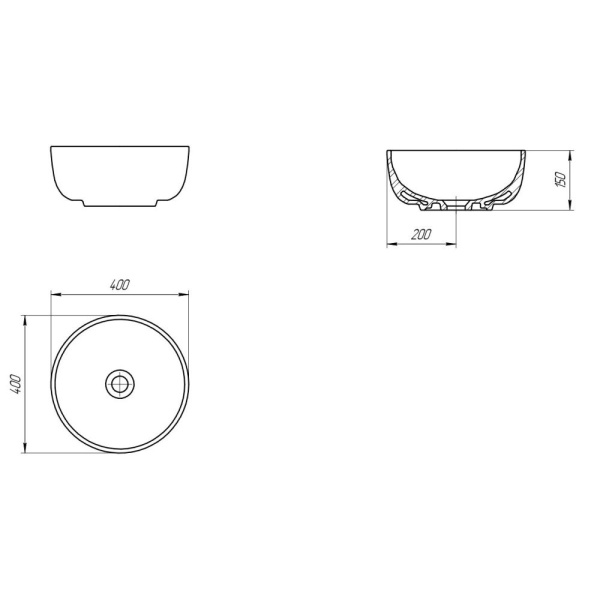 Раковина на столешницу Cersanit MODUO 40 RING, 63569