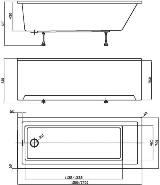 Акриловая ванна Aquatek София 150x70 SOF150-0000001