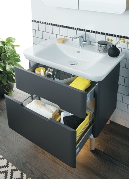 Тумба с раковиной VitrA Sento 63 60834 антрацит матовый