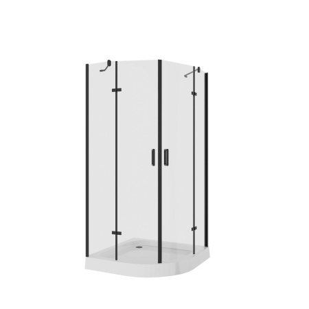 Душевое ограждение Niagara Nova NG-6816-08 BLACK 100x100x190 полукруг, двери распашные