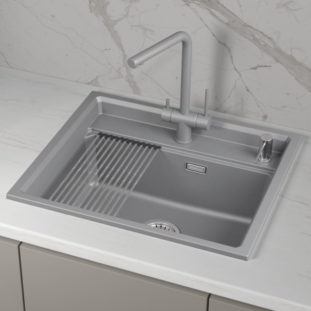 Мойка для кухни Granula Kitchen Space 6003i алюминиум, 60х51 см, прямоугольная