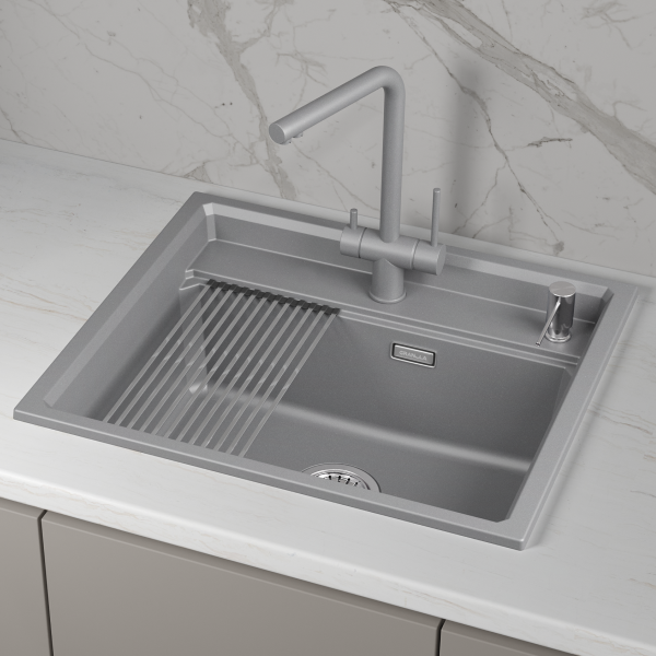 Мойка для кухни Granula Kitchen Space 6003i алюминиум, 60х51 см, прямоугольная