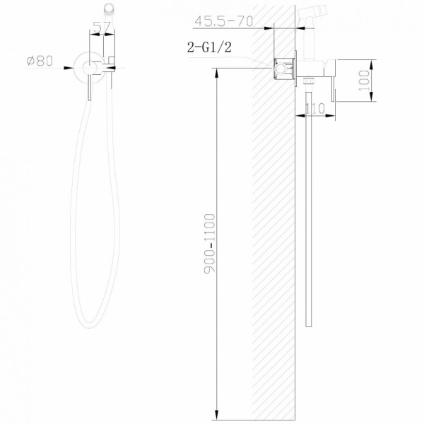 Смеситель ABBER Wasser Kreis AF8125G с гигиеническим душем, золото матовое