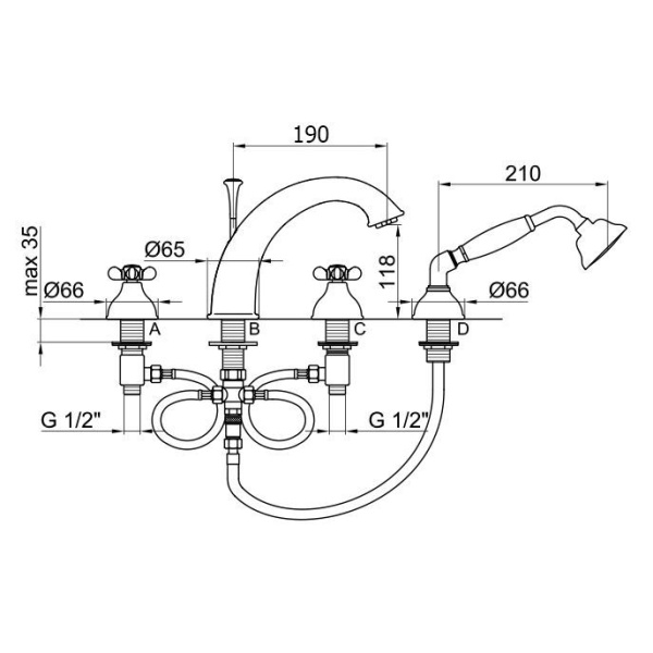 Смеситель для ванны с душем Webert Ottocento OT730101010