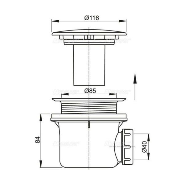 Сифон для душевого поддонa Alcaplast, белый, A49B