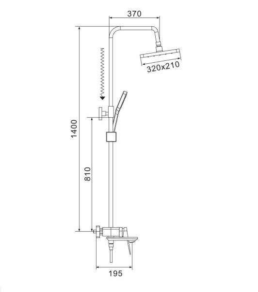 Душевая система Shevanik S4226G, золотой сатин