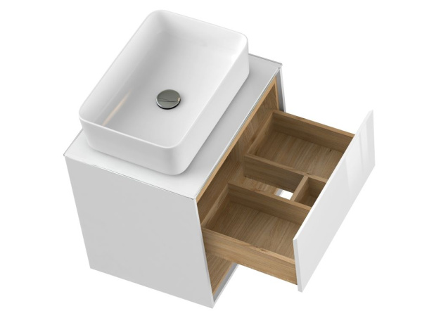 Тумба под раковину подвесная Cersanit LOUNA 60 со столешницей белый, SP-SZ-LOU60-BL/Wh