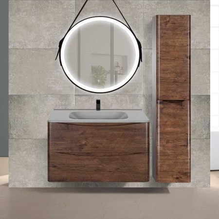 Тумба Vincea Paola 800 подвесная, 2 выкатных ящика soft close, R.Wood с умывальником VCB-2VP800G из искусственного камня, цвет серый