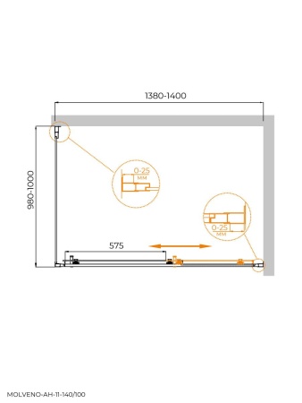 Душевой уголок CEZARES MOLVENO-AH-11-140/100-C-Cr-IV