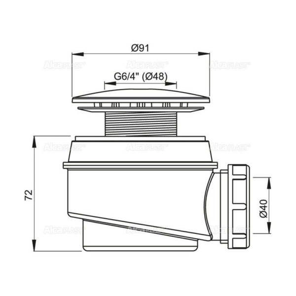 Сифон для душевого поддона Alcaplast хромированный, A47CR-60