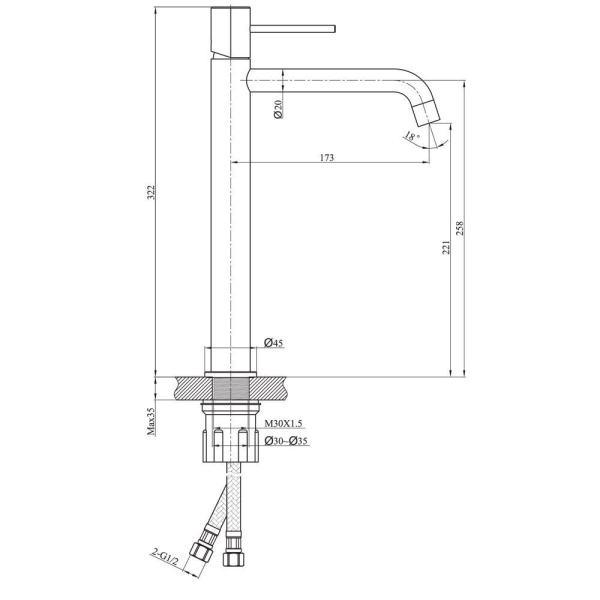 Смеситель для раковины Raiber RPB-002, черный