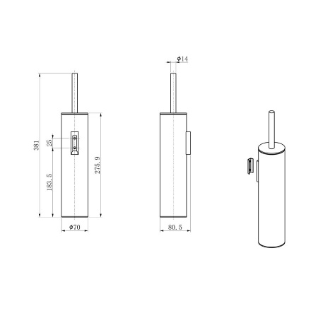 Туалетный ершик в комплекте WONZON & WOGHAND, Брашированное золото (WW-V4601-BG)