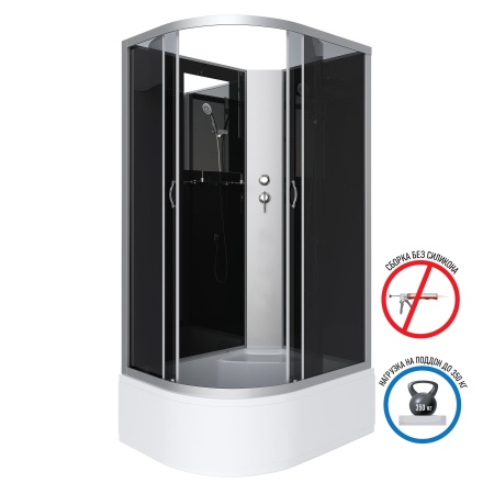 Душевая кабина Niagara Classic NG-2510-14RBK 120х80х200, высокий поддон 40 см, стекло тонированное