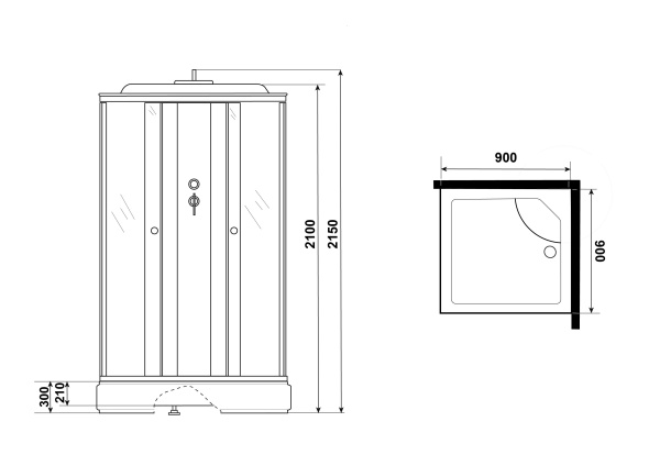 Душ.каб. Niagara Eco E120/90/40R/TN (1200х900х2150) 4 места