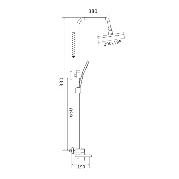 Душевая система Shevanik S9636T, оружейная сталь