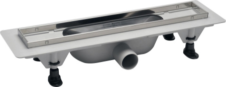 Пластиковый сливной канал PlastBrno Design 2 SZE2650 с сеткой из нержавеющей стали 2, L=655 мм, мокрый клапан