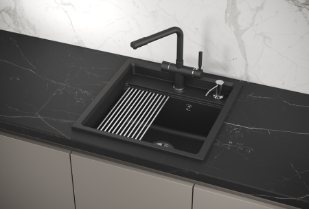 Мойка для кухни Granula Kitchen Space 5002 черный, 50х51 см, квадратная