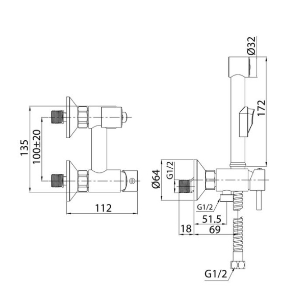 Смеситель с гигиеническим душем Milardo Tidy TIDSB00M08