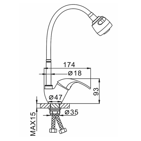 Смеситель для кухни с гибким изливом и режимом душ FRAP F4303, хром