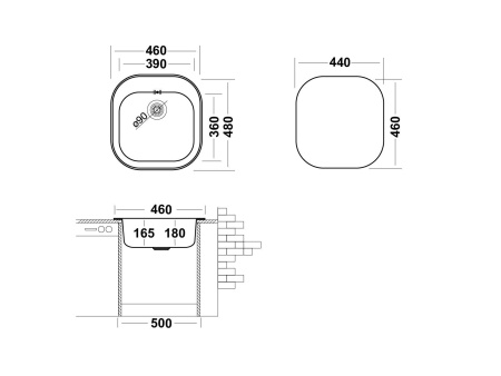 Кухонная мойка UKINOX Галант GAP460.480 -GT8K 0C, 48*46