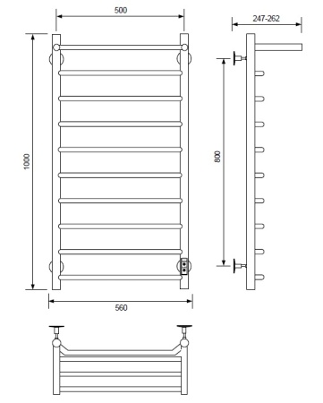 Полотенцесушитель электрический с/т Comfysan Скола (Scola) EC-10 100/50 с полкой, хром
