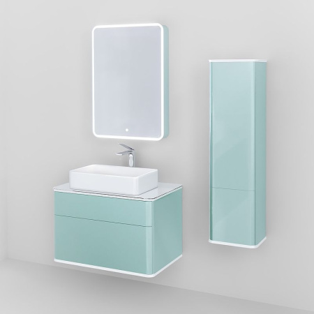 Шкаф-пенал для ванной Jorno Pastel 125 Pas.04.125/P/BL бирюзовый