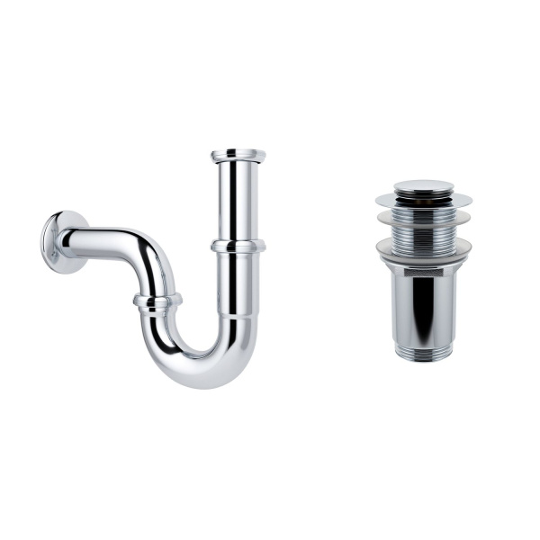 Комплект 3 в 1 Lavinia Boho Bathroom Sink 21520001: накладная фарфоровая раковина 54 см, металлический сифон, донный клапан