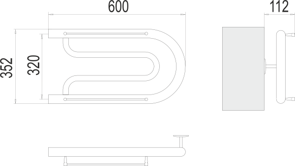 Полотенцесушитель водяной TERMINUS Фокстрот 1" БШ 320х600 без американок в комплекте