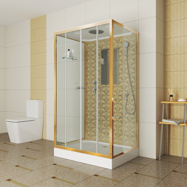 Душевая кабина Niagara Luxe NG-7772QG 120x90х210, низкий поддон, стенки золото
