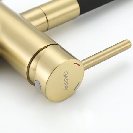 Смеситель для кухни с гибким изливом и подключением фильтра GAPPO G4398-33, золотой сатин