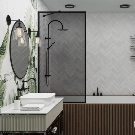 Шторка на ванну Veconi Palau PL-85B, 600x1500, черный, стекло тонированное