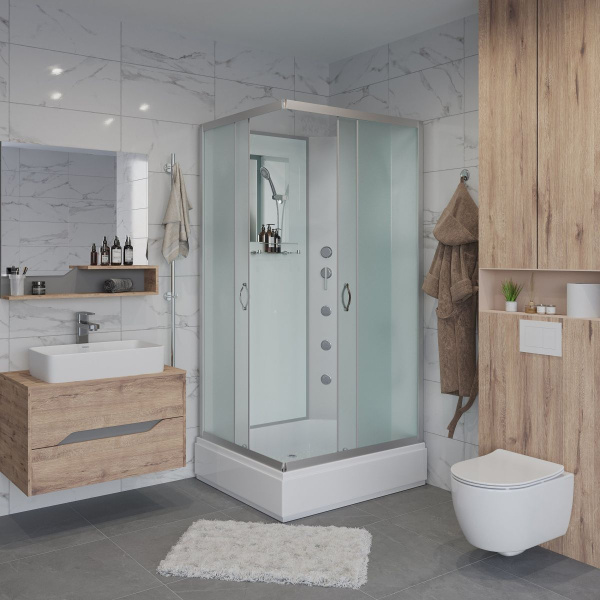 Душ.каб. NG-33984-14QBKG (900х800х2000) средний поддон (26см) стекло МАТОВОЕ 4 места