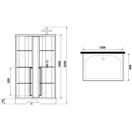 Душ.каб. Niagara Standart ST120/80/15QR/KL/BKT (1200х800х2250) 3 места