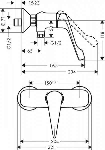 Hansgrohe Novus Care Смеситель для душа хром 71926000