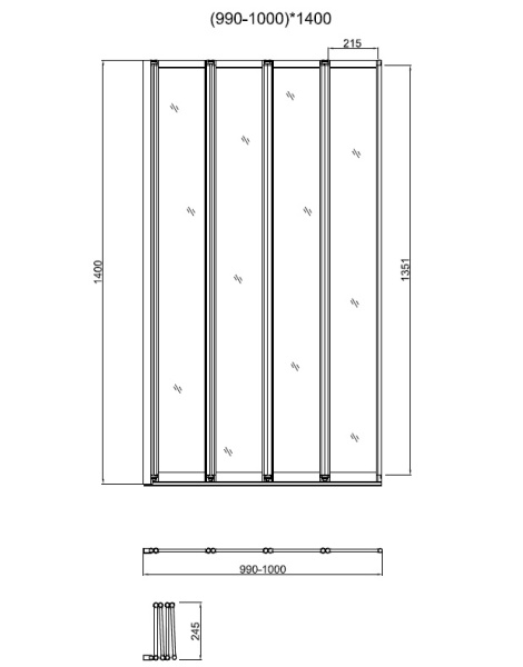 Душевая шторка на ванну Vincea VSB-31100CL, 1000*1400, хром, стекло прозрачное
