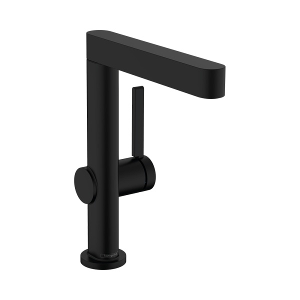 Hansgrohe Finoris Смеситель для раковины однорычажный 230 с поворотным изливом со сливным клапаном Push-Open черный матовый 76060670