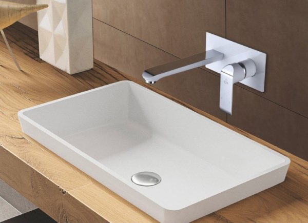 Смеситель для раковины встраиваемый Rose R21F R2141F, белый/хром